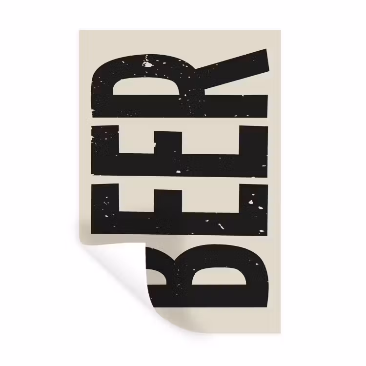 Muursticker - Beer - Vintage - Zwart - Beige — 1