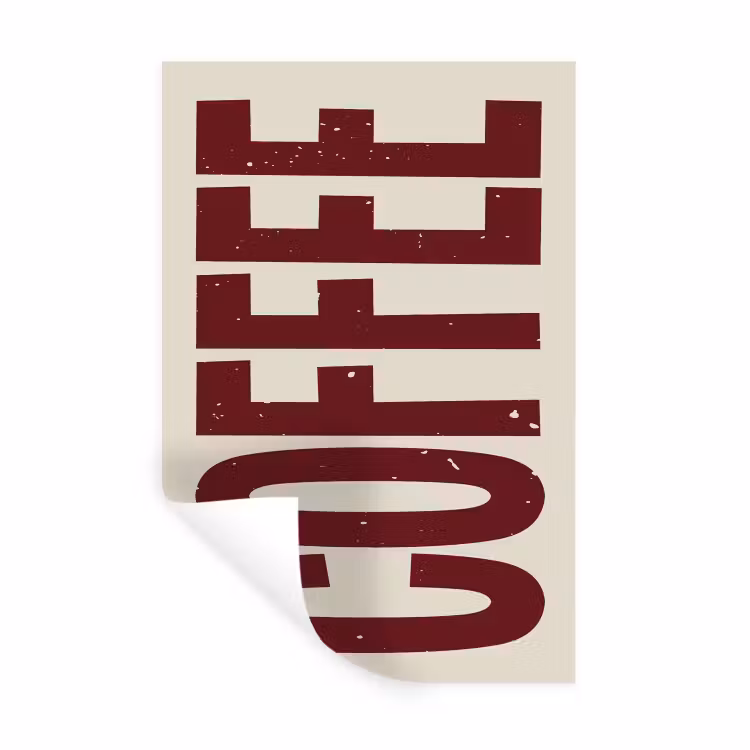 Muursticker - Koffie -Japandi - Rood - Vintage — 1