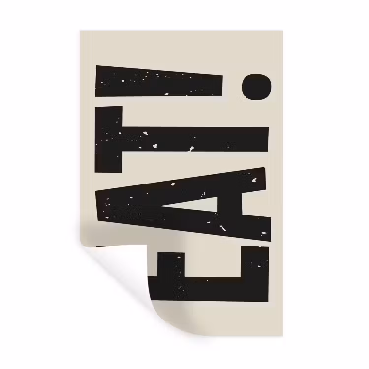 Muursticker - Eten - zwart - Japandi - Wit — 1
