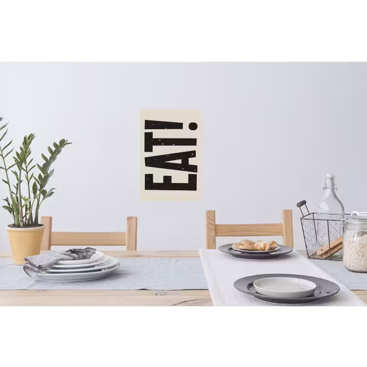 Muursticker - Eten - zwart - Japandi - Wit — 3