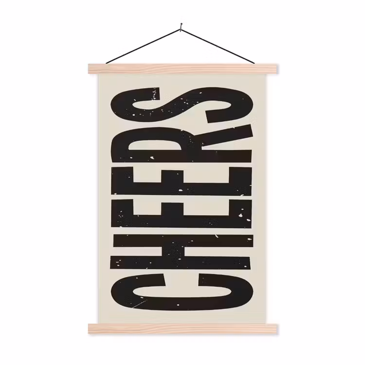 Schoolplaat -  Cheers - Japandi - Zwart - Letters — 1