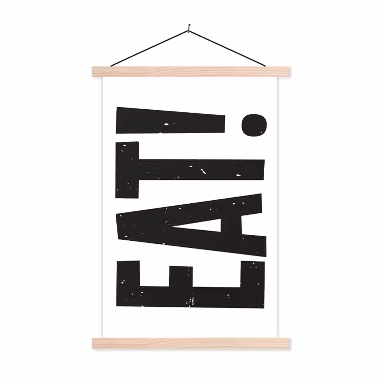Schoolplaat - Decoratie - Eten - Zwart - Wit — 1
