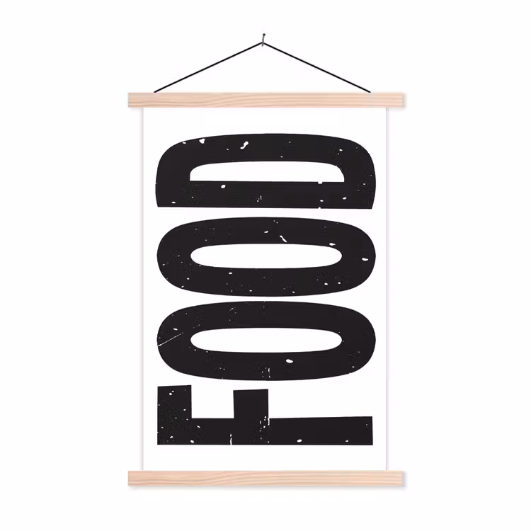 Schoolplaat - Food - Zwart - Wit - Decoratie — 1