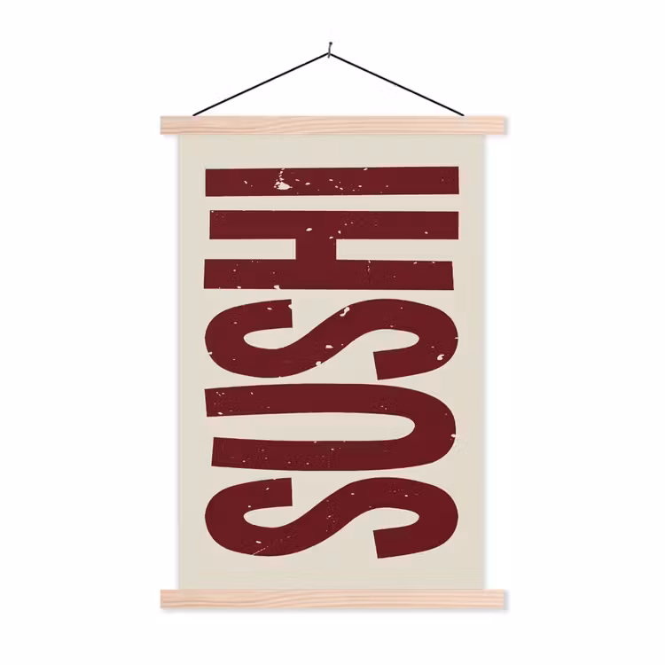 Schoolplaat - Sushi - Rood - Japandi - Decoratie — 1