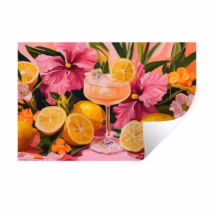 Muursticker - Drink - Bloemen - Yellow — 1