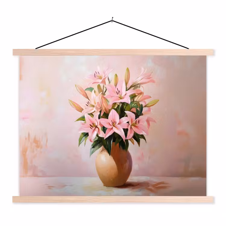 Schoolplaat - Vaas - Bloemen - Roze — 1