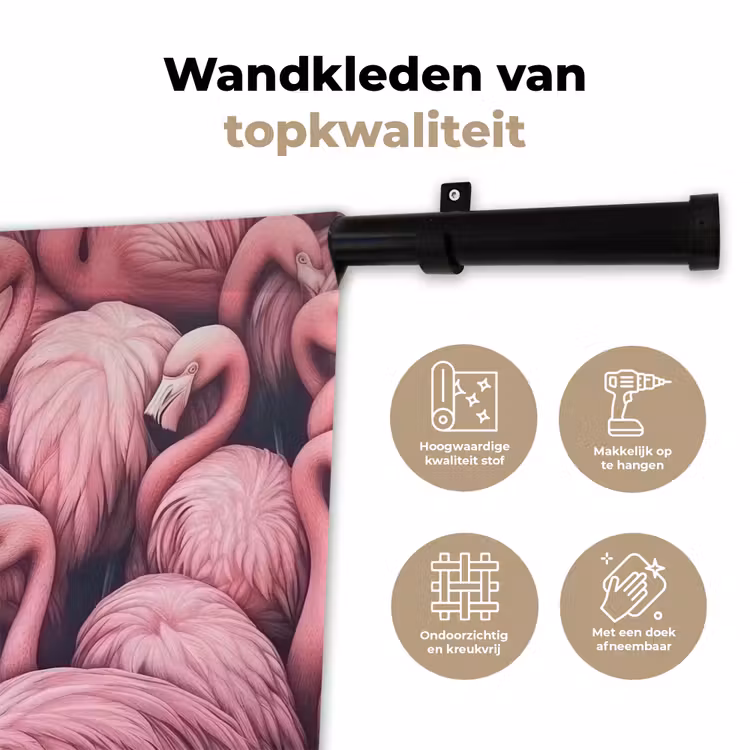 Wandkleed - Flamingo - Roze - Dieren — 3