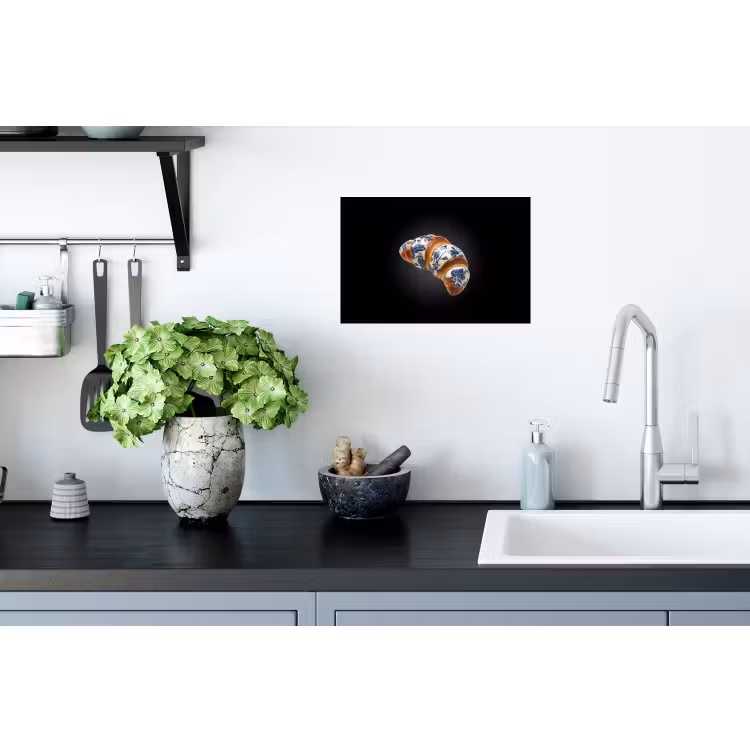 Muursticker - Croissant - Bloemenpatroon - Delftsblauw — 2
