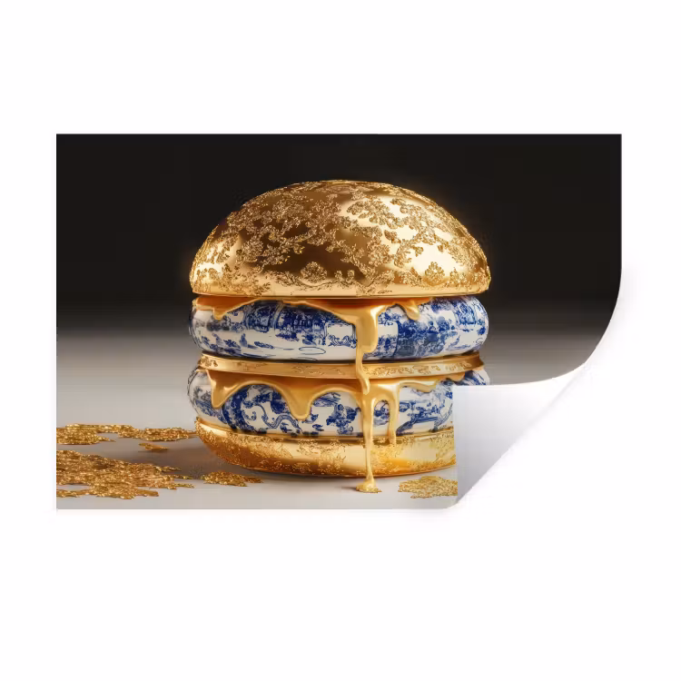 Muursticker - Delftsblauw - Goud - Burger