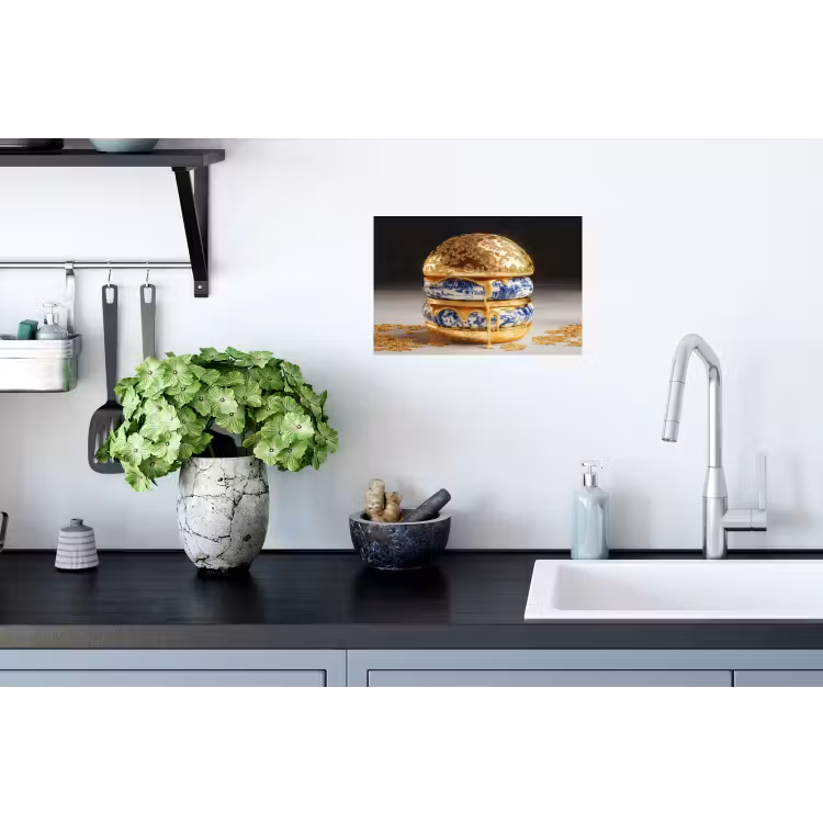 Muursticker - Delftsblauw - Goud - Burger — 2
