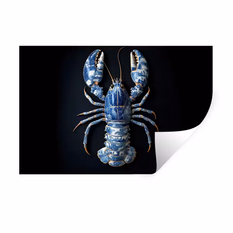 Muursticker - Kreeft - Delftsblauw - Schild - Stoer