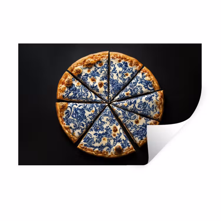 Muursticker - Pizza - Eten - Delftsblauw