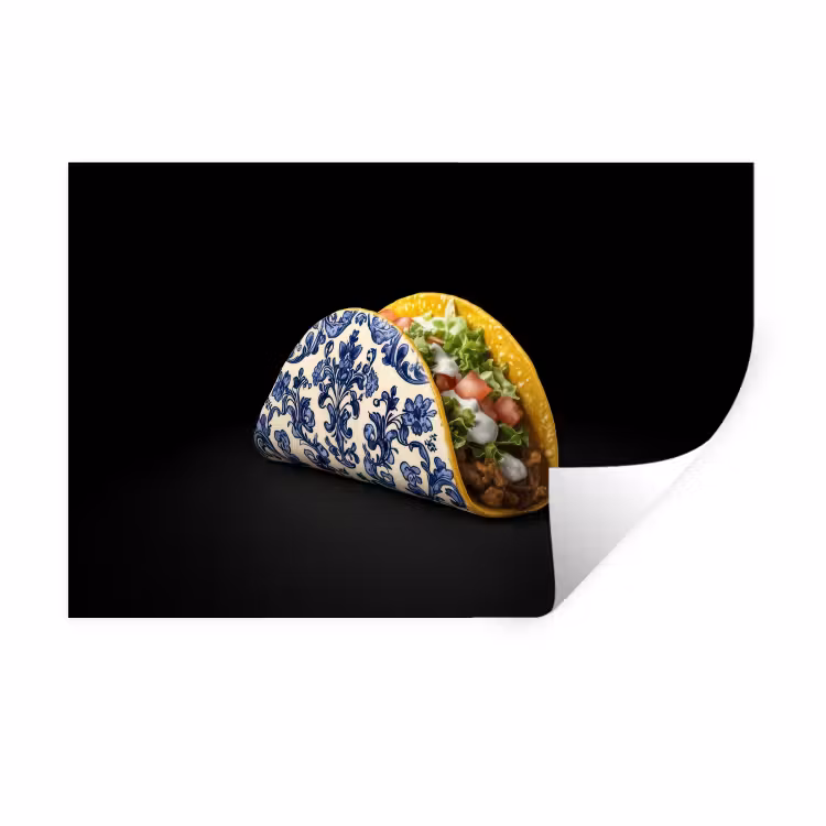 Muursticker - Taco - Vlees - Salade - Delftsblauw - Motief