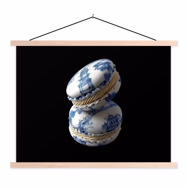 Schoolplaat - Eten - Macarons - Delfts blauw - Koekjes