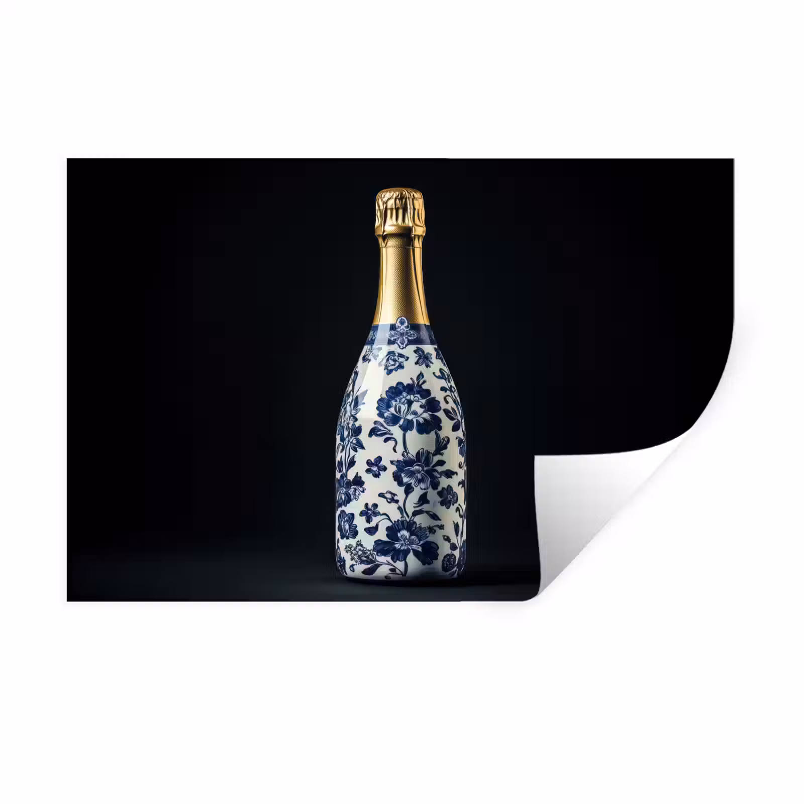 Muursticker - Champagne - Bloemen - Goud - Chique — 1