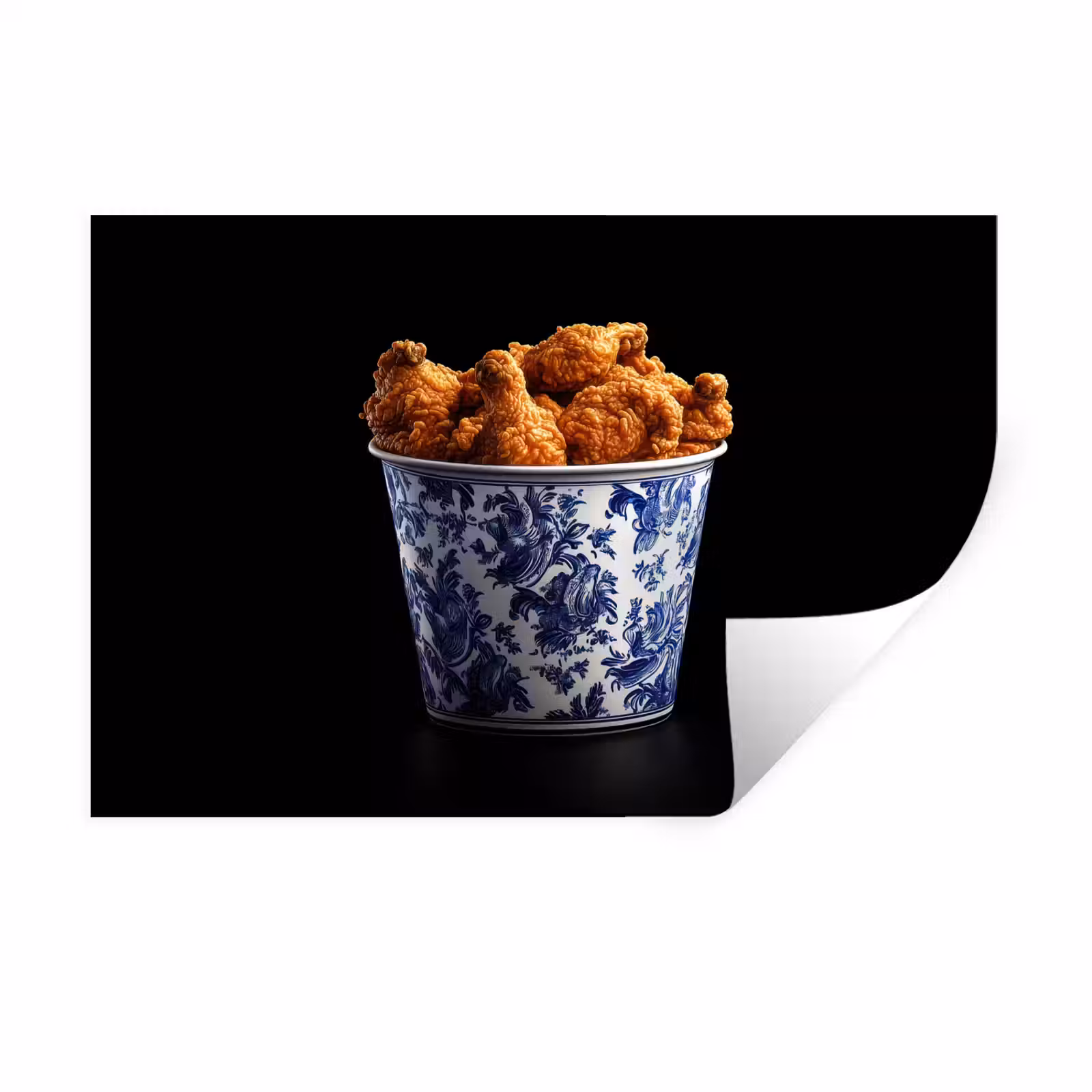 Muursticker - Kip - Bucket - Delfts blauw - Lekker — 1
