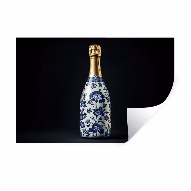 Muursticker - Champagne - Bloemen - Goud - Chique