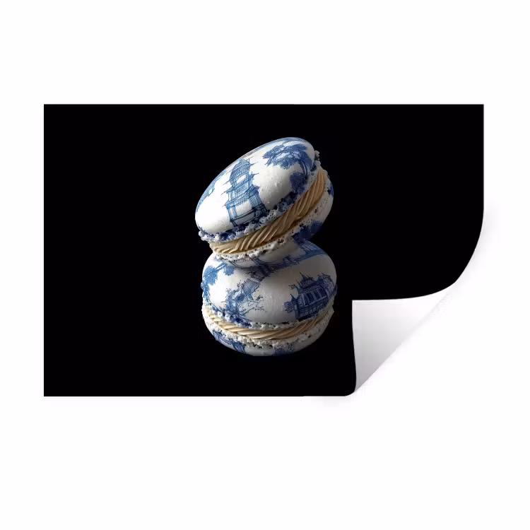 Muursticker - Eten - Macarons - Delfts blauw - Koekjes