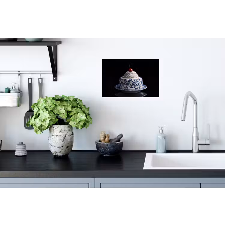 Muursticker - Taart - Slagroom - Kers - Bord - Delfts blauw — 2