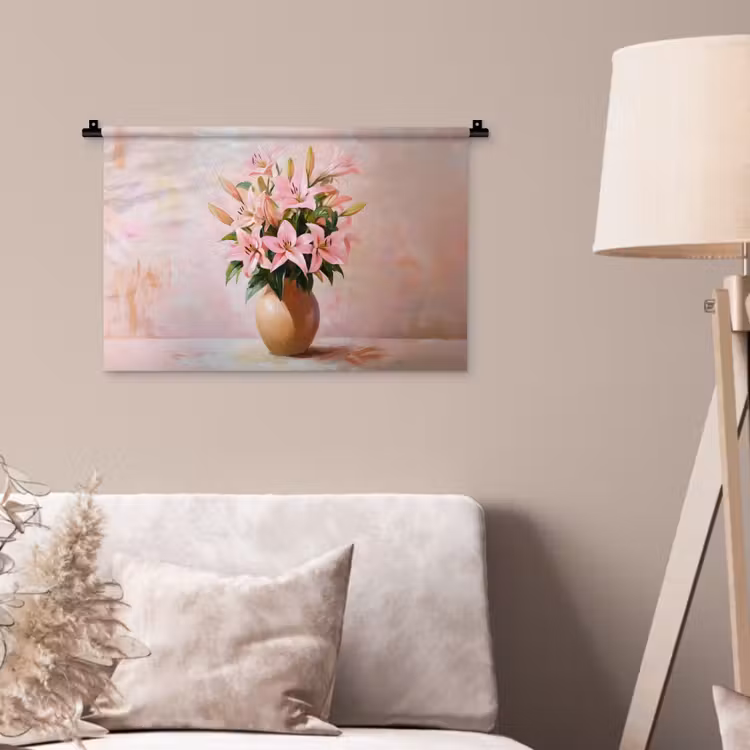 Wandkleed - Vaas - Bloemen - Roze — 2