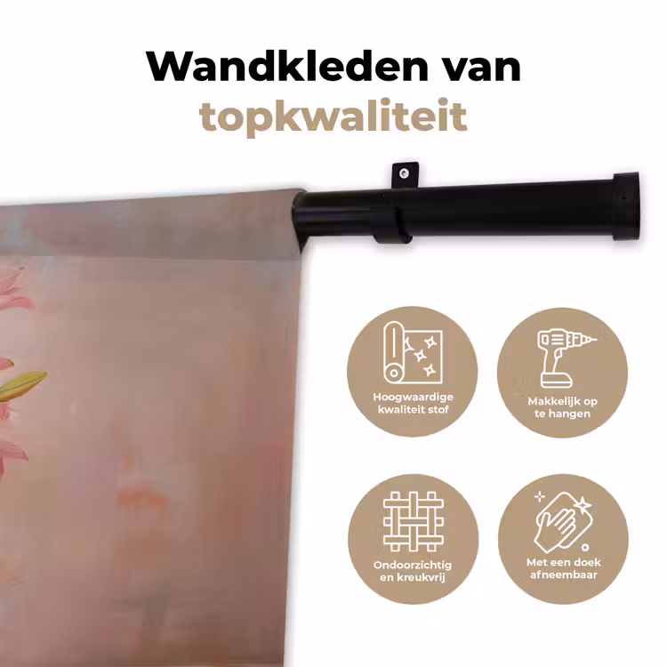 Wandkleed - Vaas - Bloemen - Roze — 3