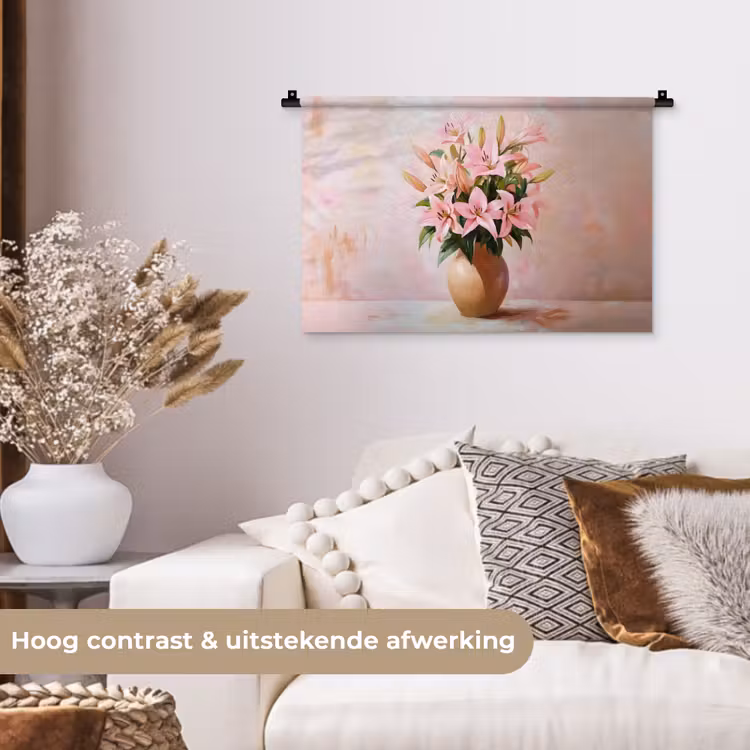 Wandkleed - Vaas - Bloemen - Roze — 4