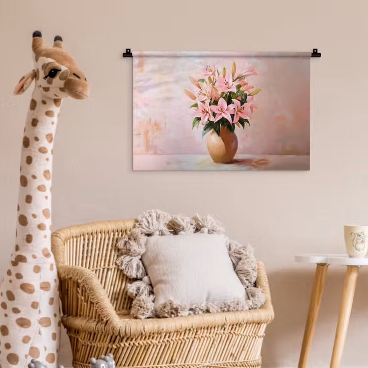 Wandkleed - Vaas - Bloemen - Roze — 5