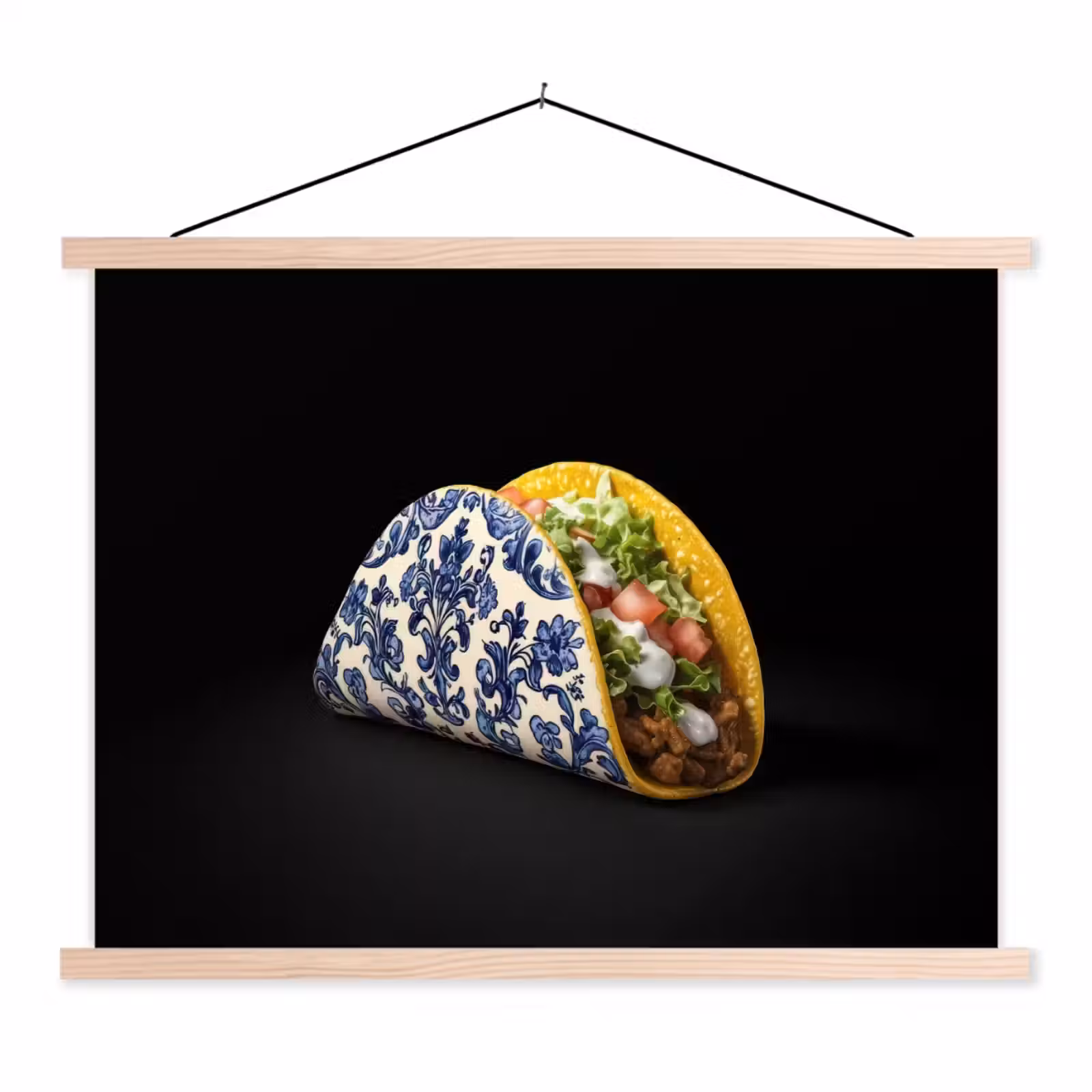 Schoolplaat - Taco - Vlees - Salade - Delftsblauw - Motief — 1