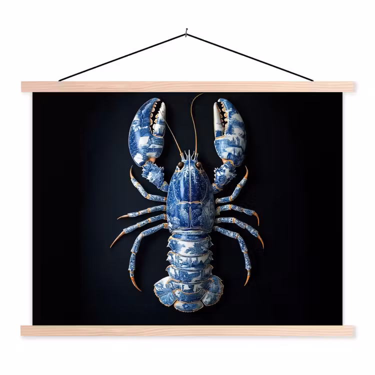 Schoolplaat -  Kreeft - Delftsblauw - Schild - Stoer