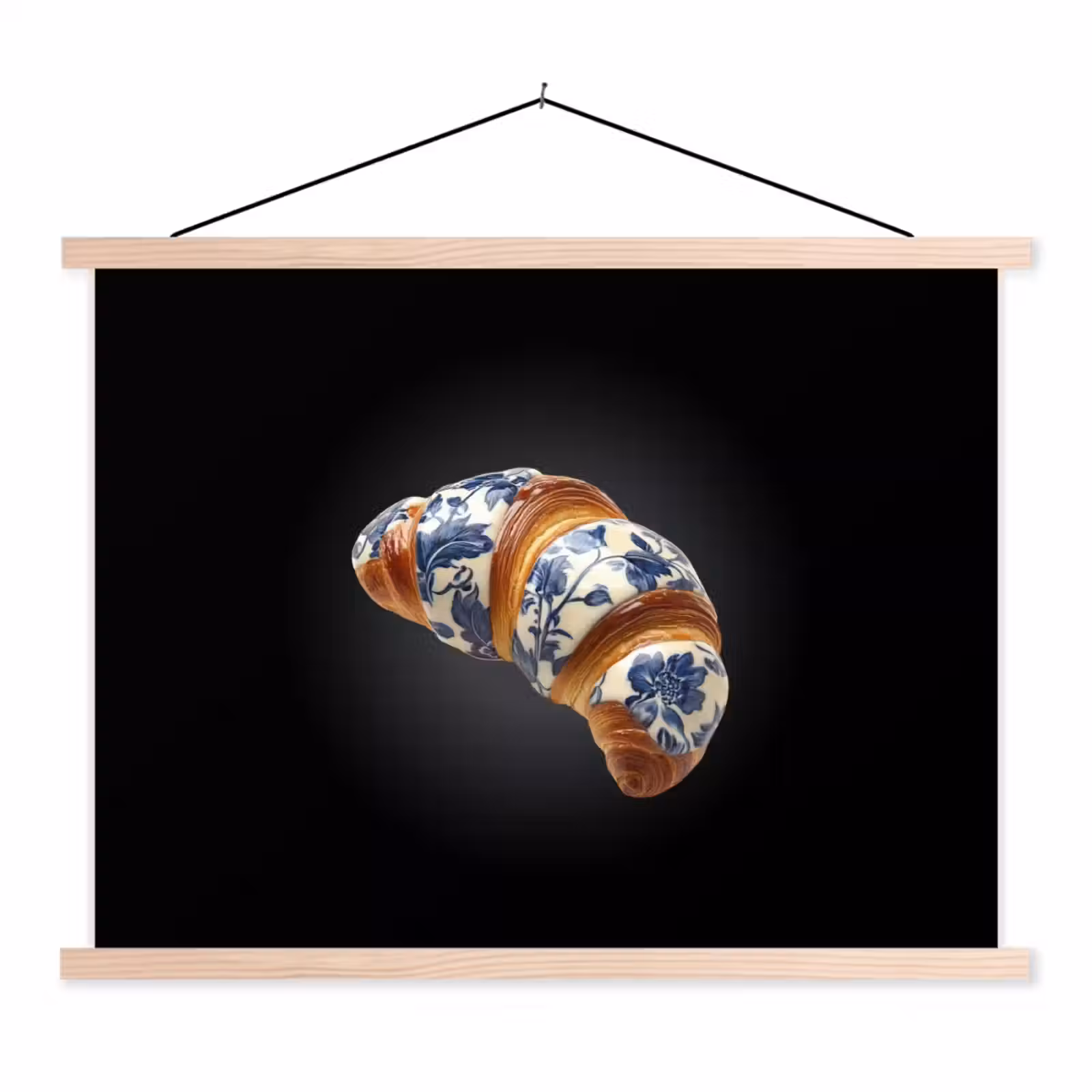 Schoolplaat - Croissant - Bloemenpatroon - Delftsblauw — 1
