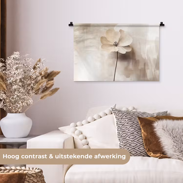 Wandkleed - Bloem - Beige - Verf - Schaduw — 4