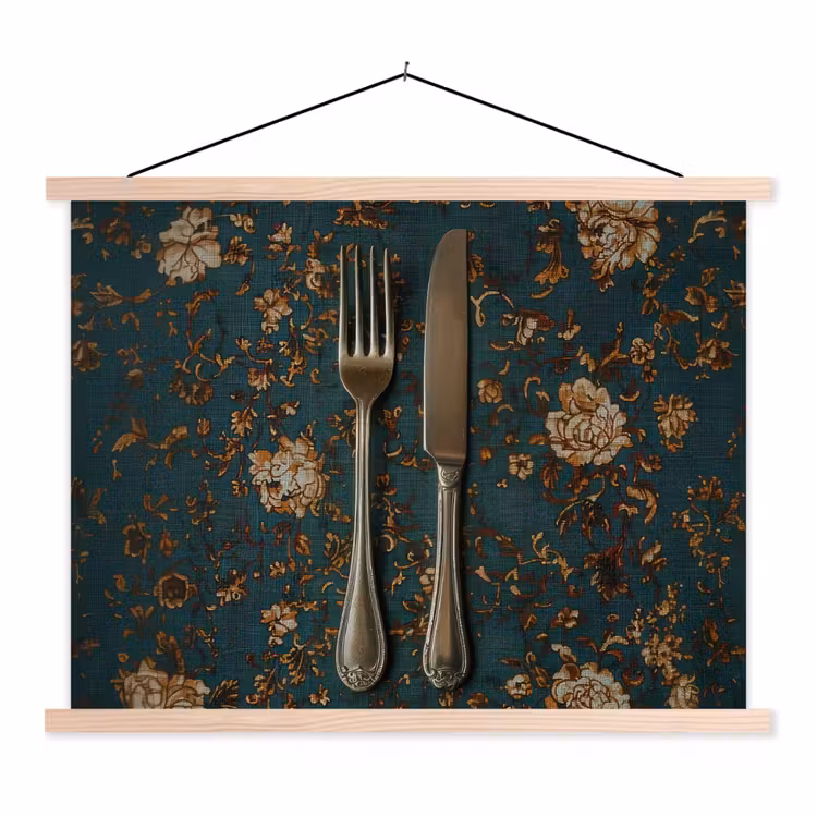 Schoolplaat - Bloemen - Goud - Bestek — 1