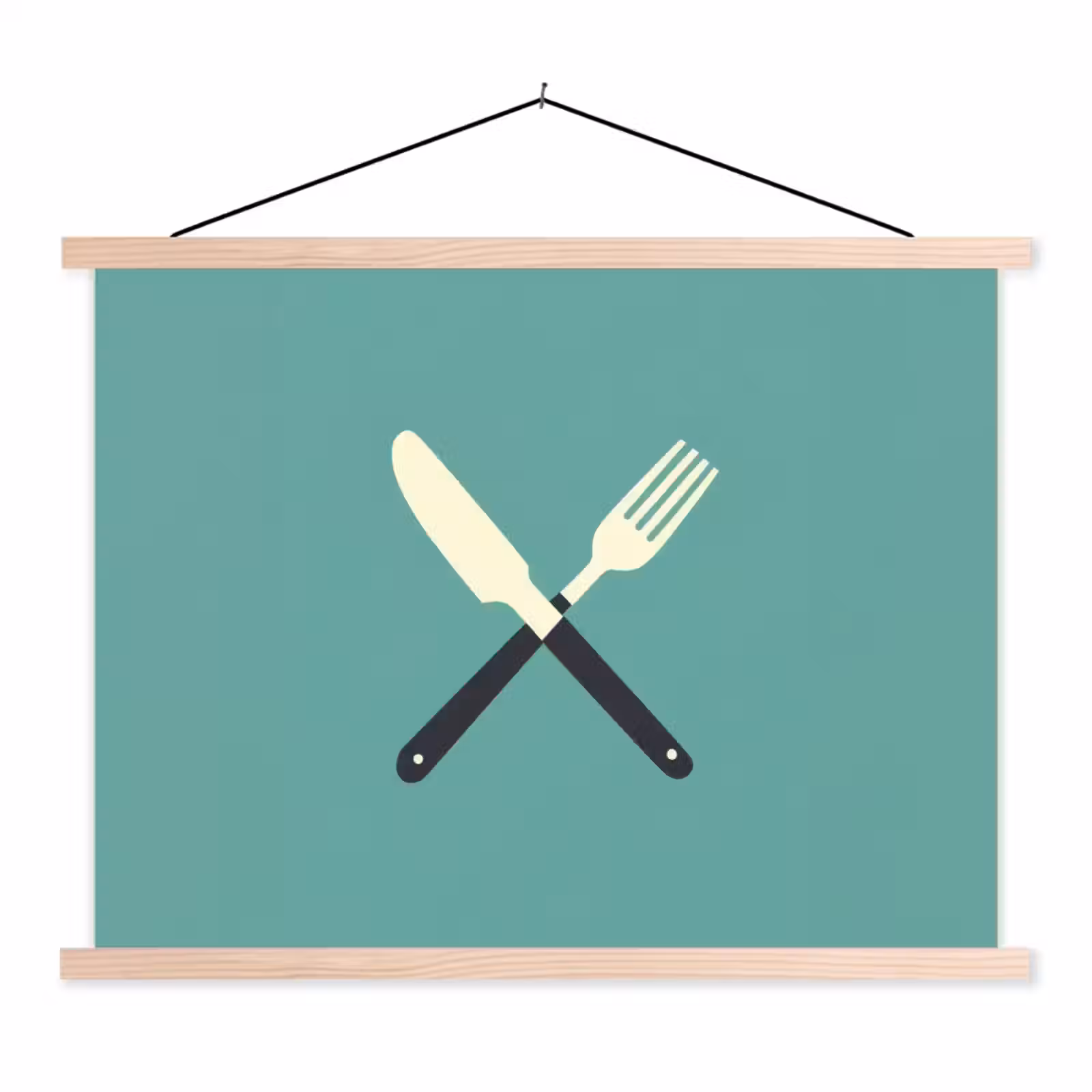 Schoolplaat - Illustratie - Blauw - Bestek — 1