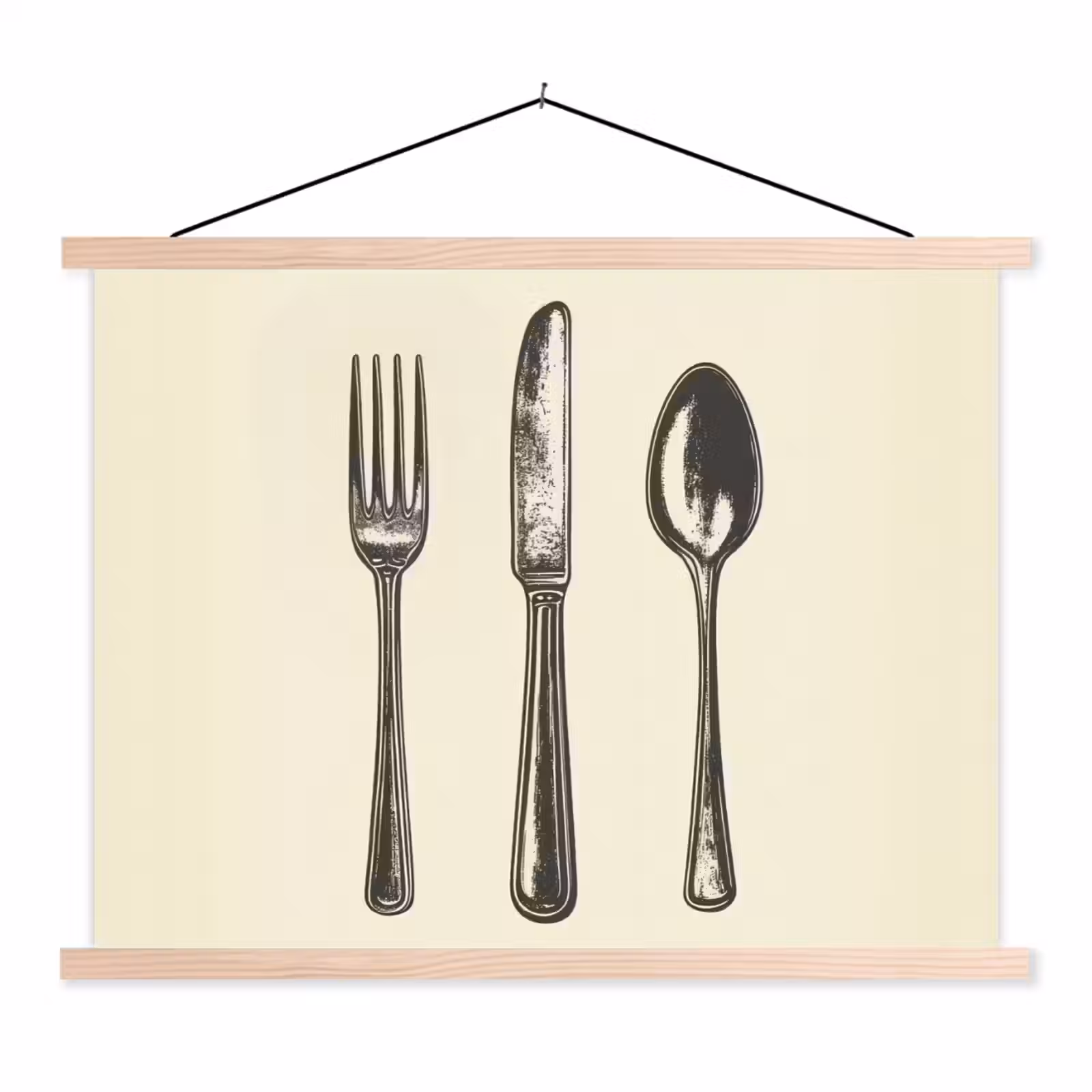 Schoolplaat - Zwart - Illustratie - Bestek — 1