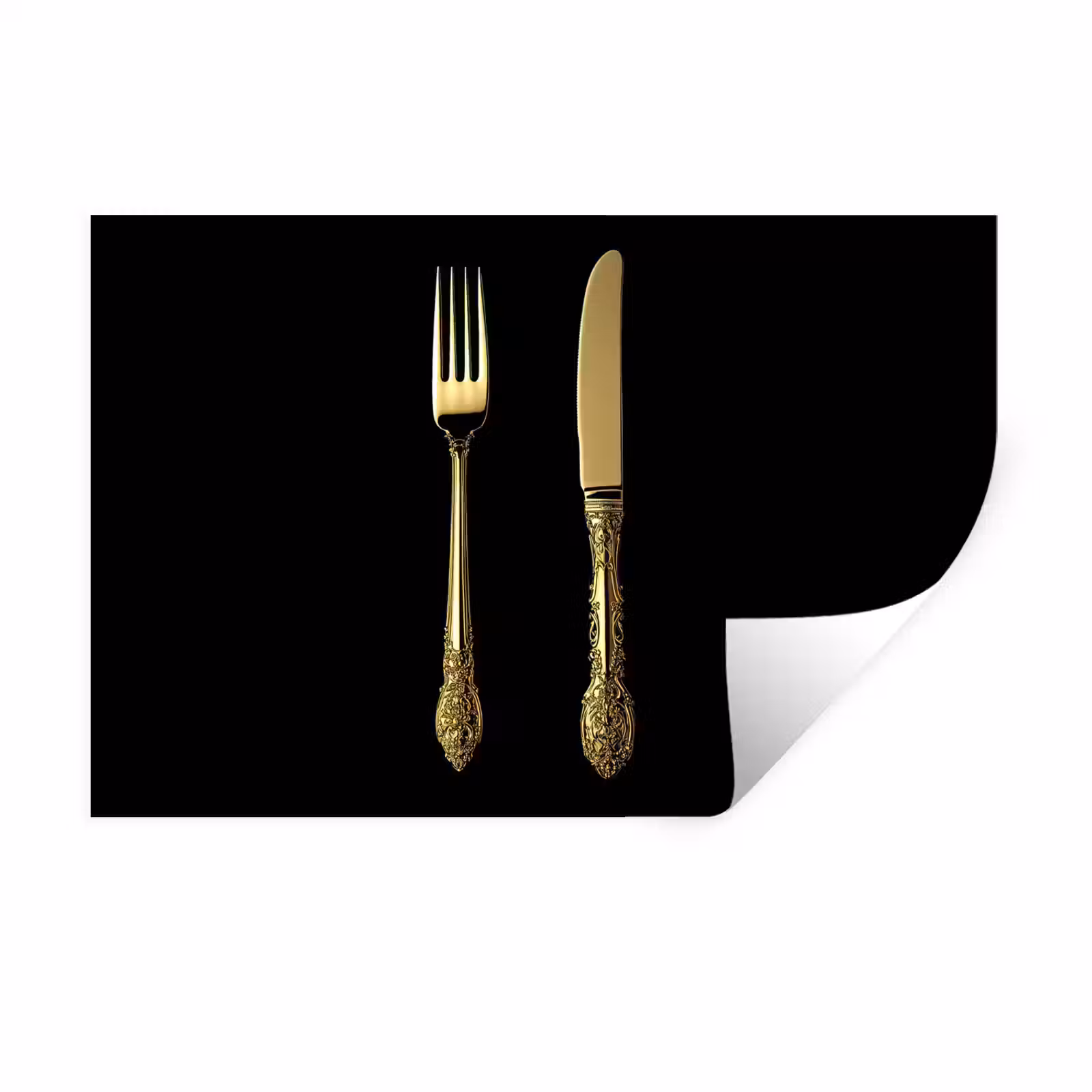 Muursticker - Goud - Vork - Mes — 1