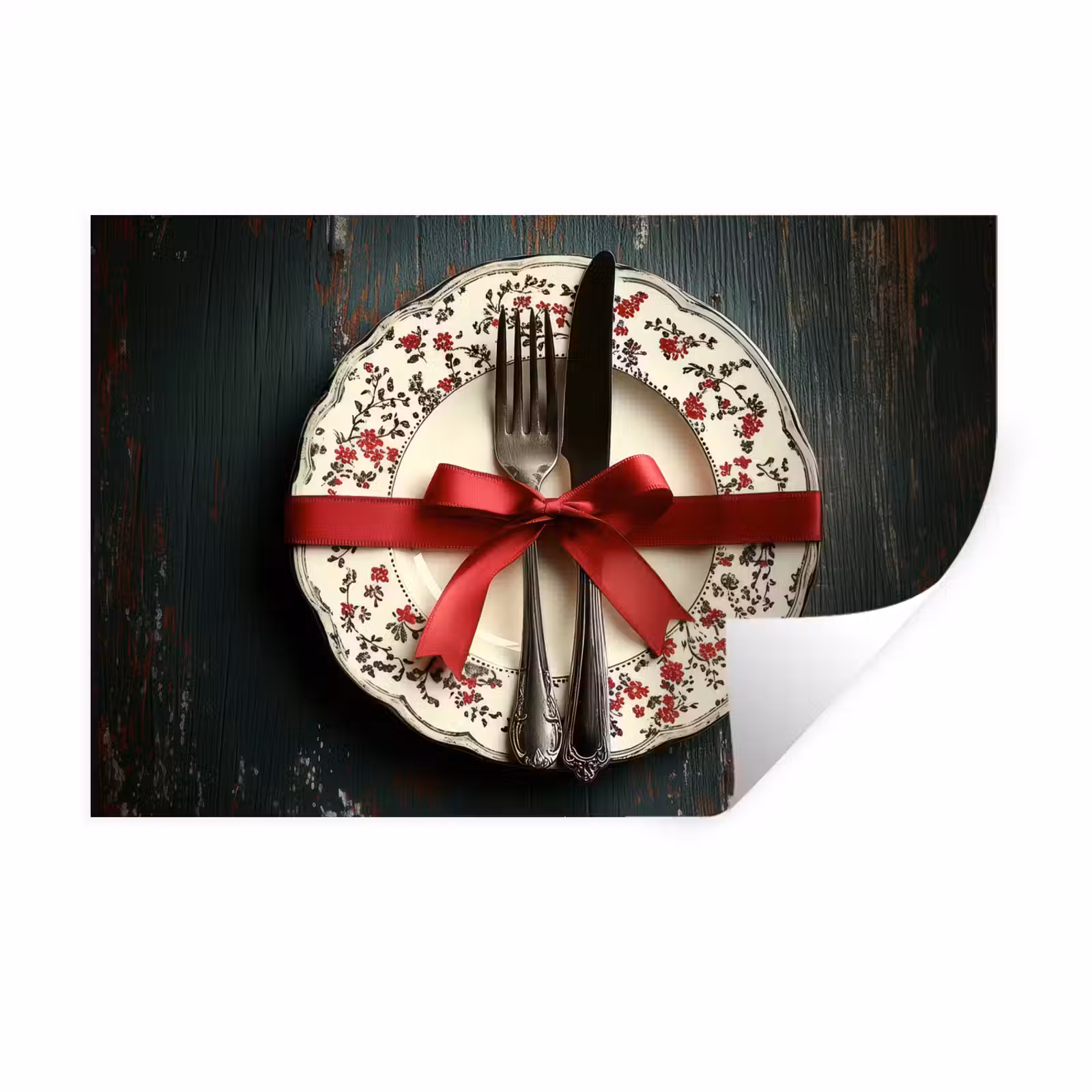 Muursticker - Rood - Strik - Bestek — 1