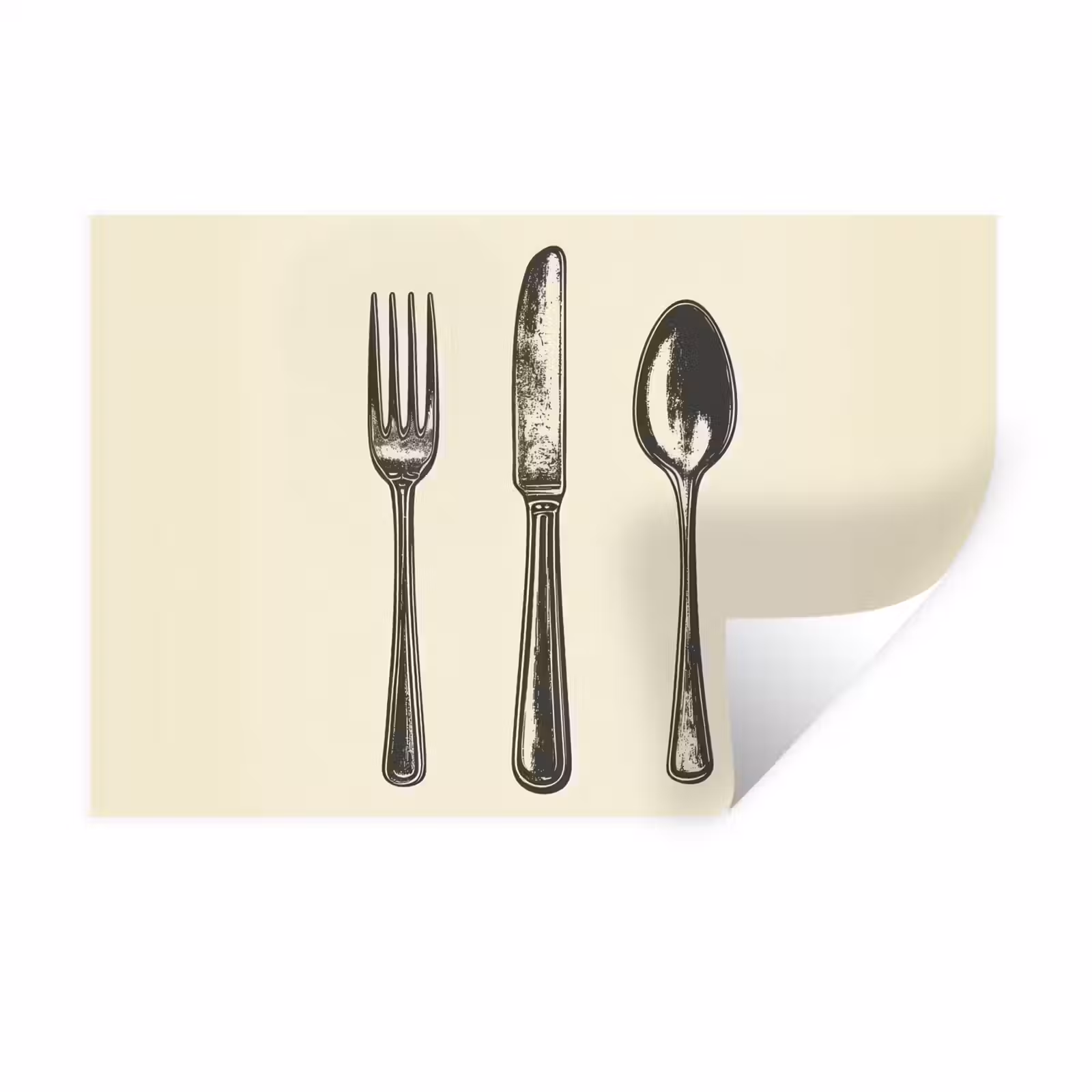 Muursticker - Zwart - Illustratie - Bestek — 1