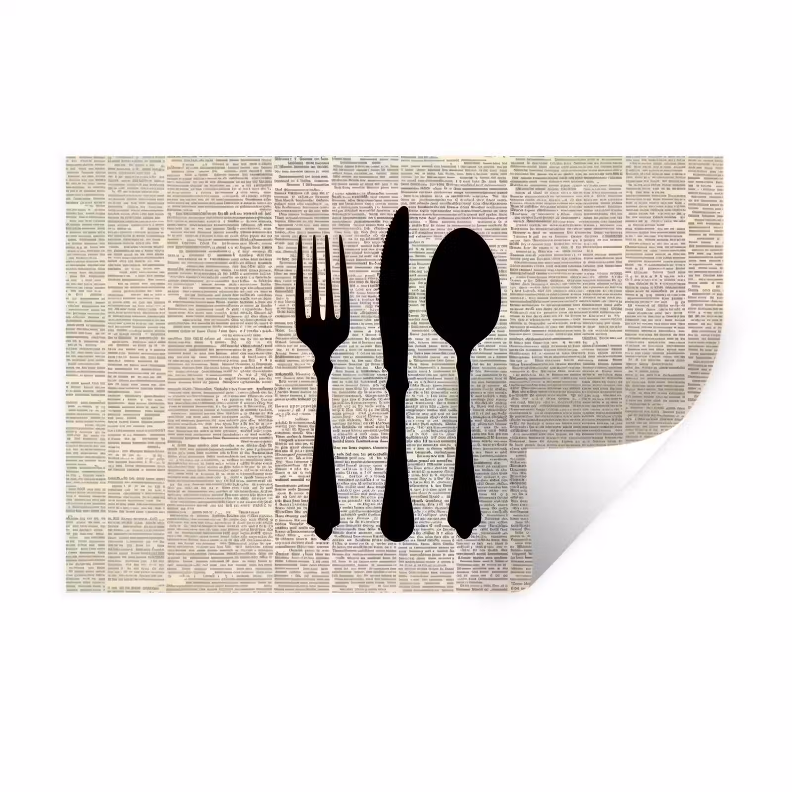 Muursticker - Zwart - Krant - Bestek — 1