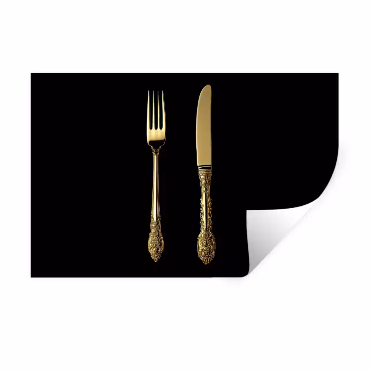 Muursticker - Goud - Vork - Mes — 1