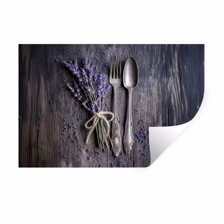 Muursticker - Lavendel - Lepel - Vork — 1