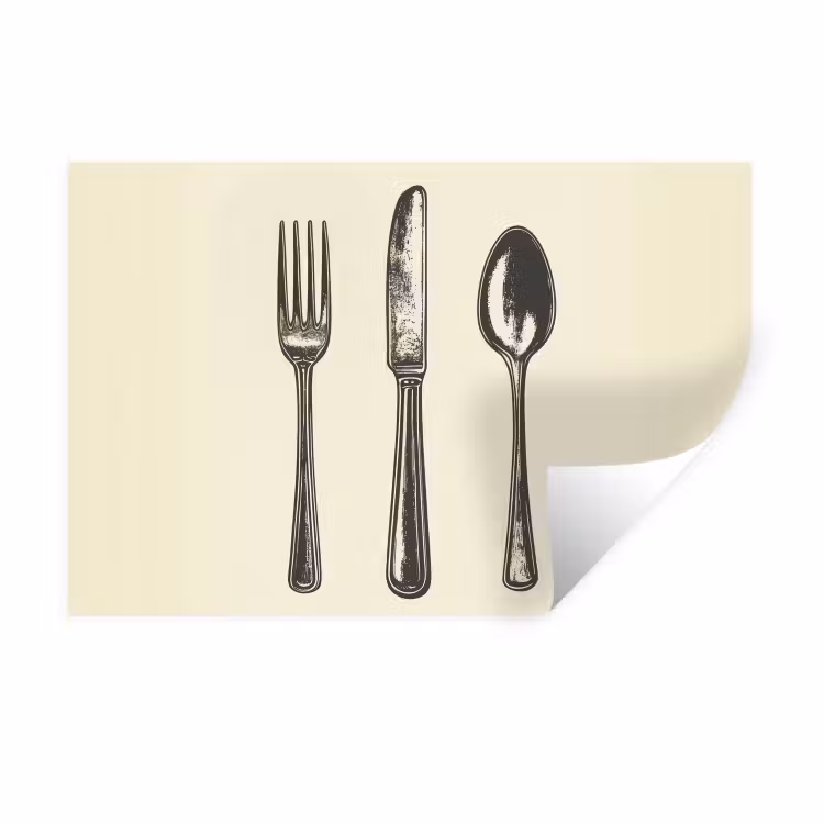 Muursticker - Zwart - Illustratie - Bestek — 1