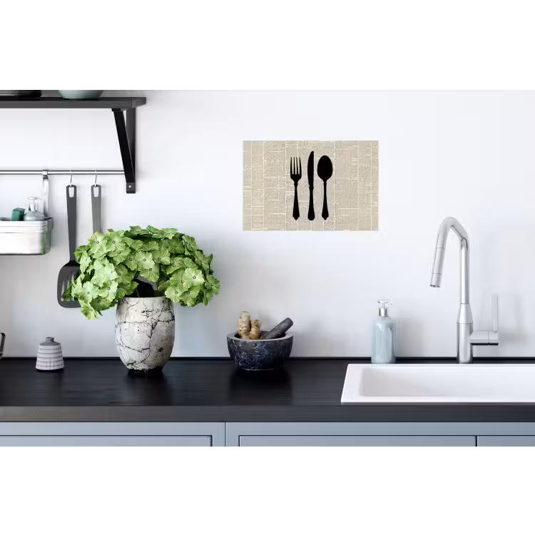 Muursticker - Zwart - Krant - Bestek — 2