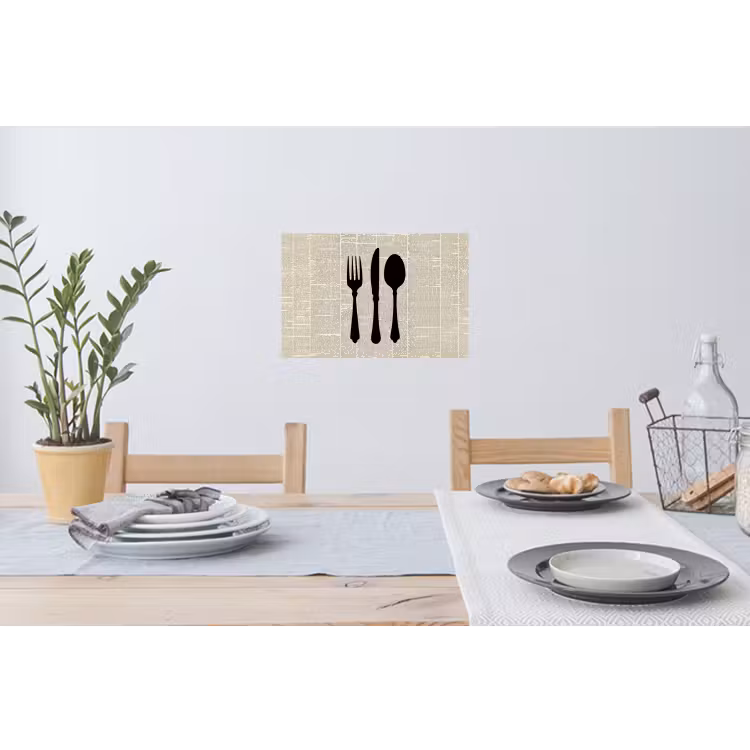 Muursticker - Zwart - Krant - Bestek — 3