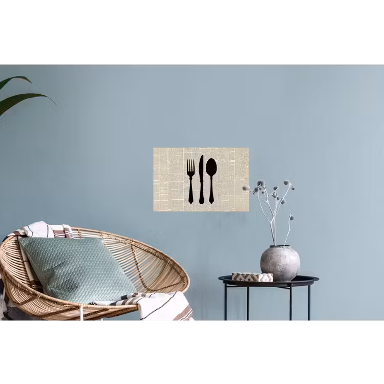 Muursticker - Zwart - Krant - Bestek — 4