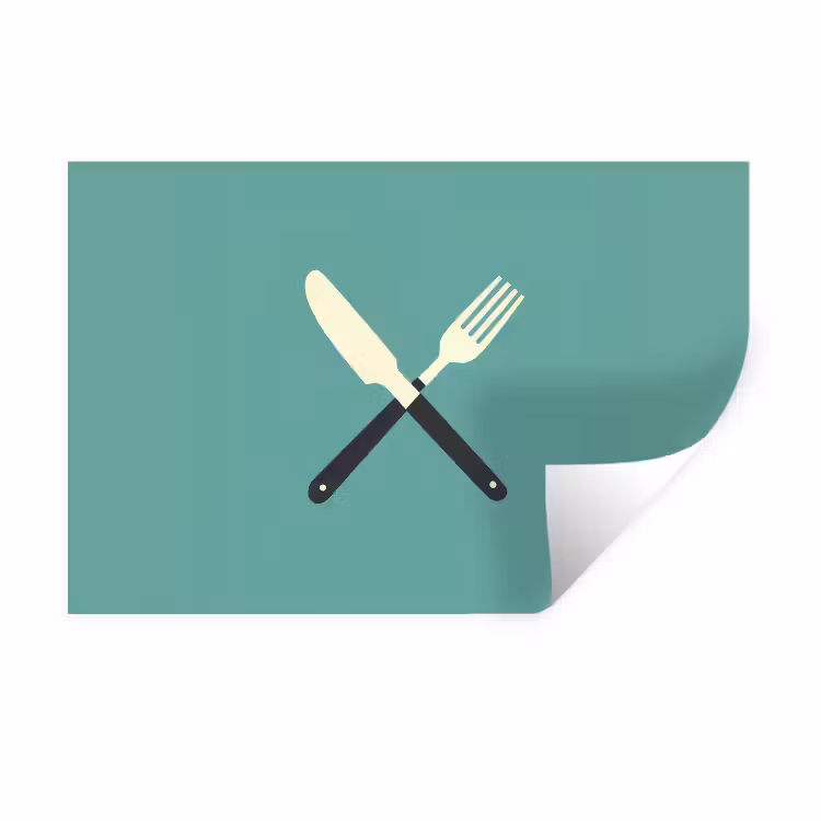 Muursticker - Illustratie - Blauw - Bestek — 1