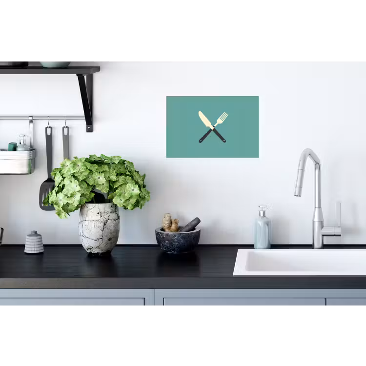 Muursticker - Illustratie - Blauw - Bestek — 2