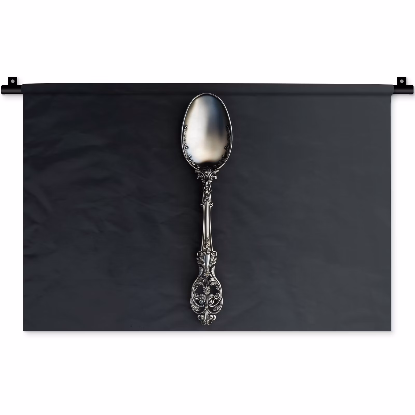Wandkleed - Zilveren Lepel Sierlijk Handvat — 1