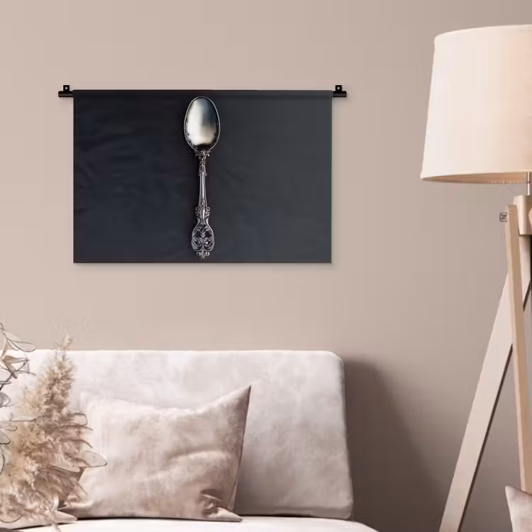 Wandkleed - Zilveren Lepel Sierlijk Handvat — 2