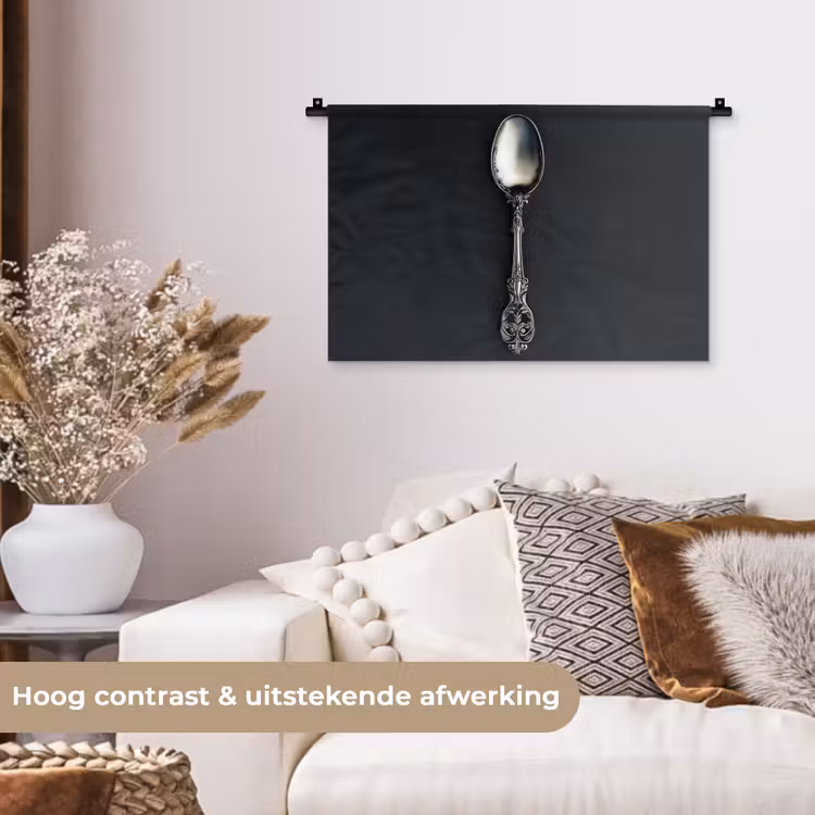 Wandkleed - Zilveren Lepel Sierlijk Handvat — 4