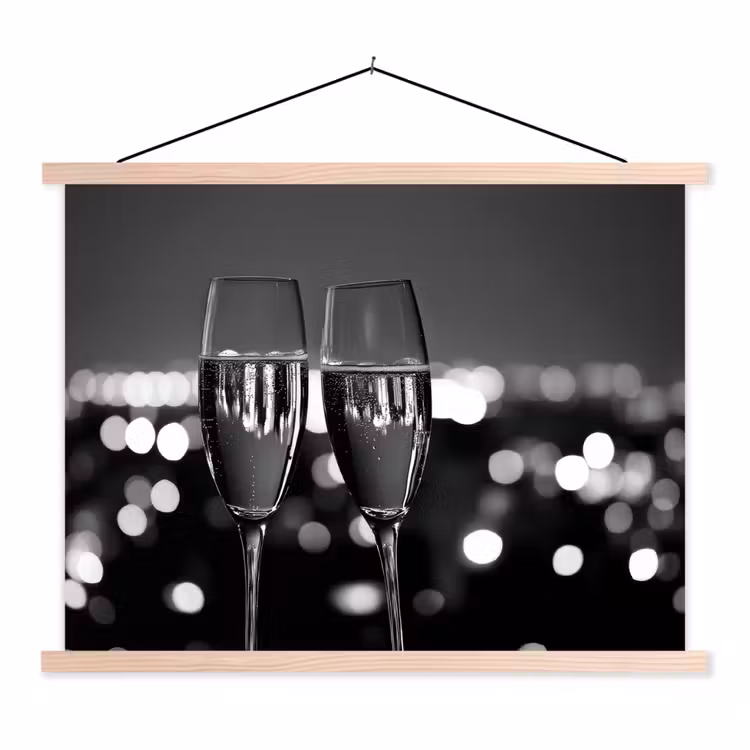 Schoolplaat - Bubbels - Proosten - Champagneglazen - Stadslichten — 1
